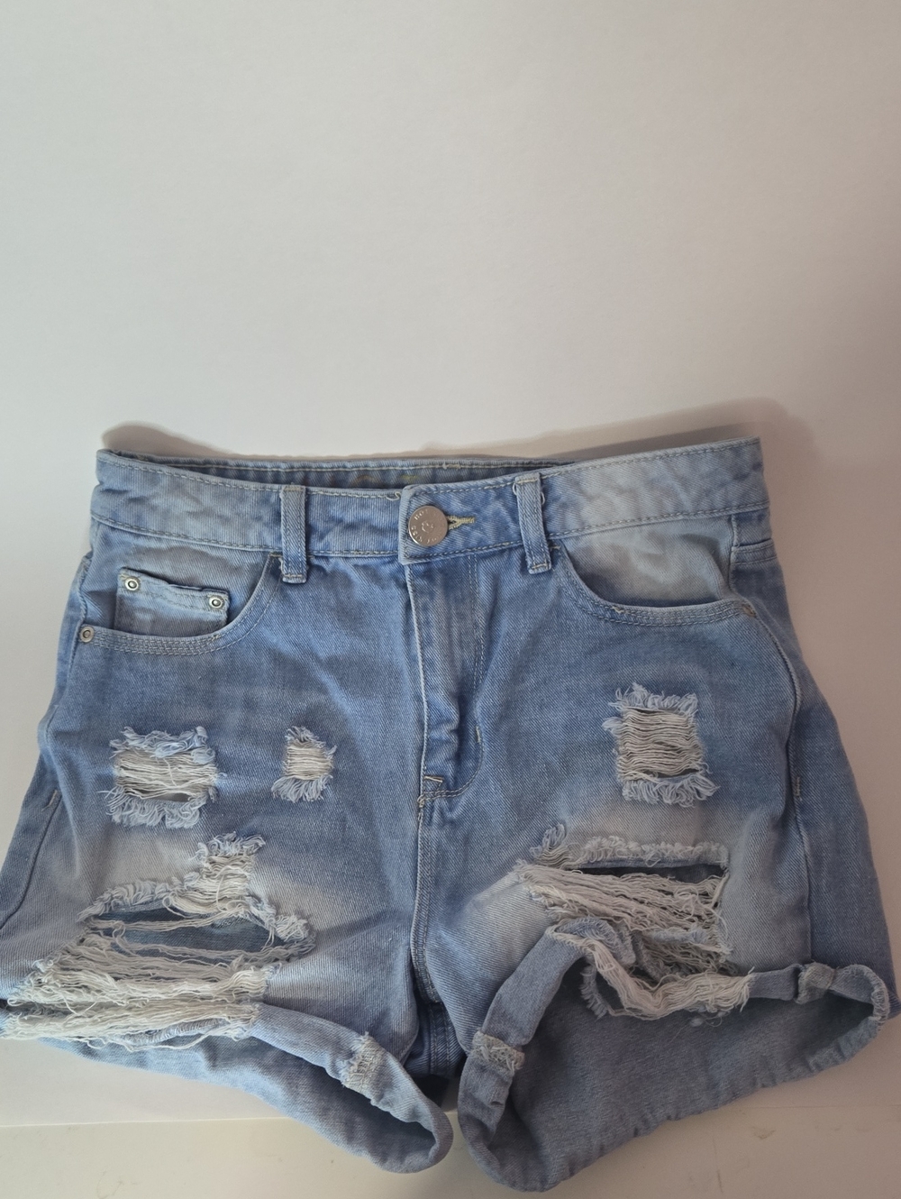 Hot Kiss Light Blue Distressed Denim Jean Shorts